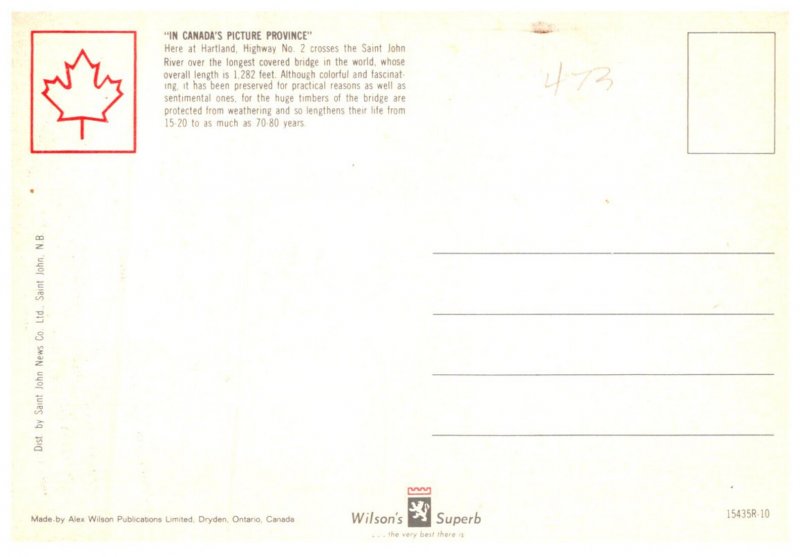 Canada Hartland N.B.  Longest Covered Bridge