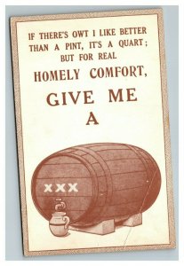 Vintage 1920's Prohibition Postcard Whiskey Barrel Funny Poem - Give me a Barrel