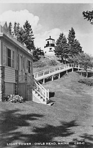 Owls Head ME Lighthouse Tower  Real Photo Postcard