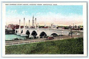 c1920 New Hampden County Bridge Showing Tower Springfield Massachusetts Postcard 