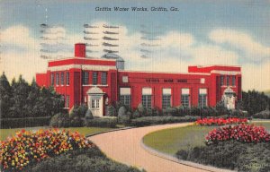 Griffin Georgia Griffin Water Works Linen Vintage Postcard AA52296