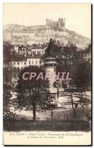 Old Postcard Lyon Place Carnot Monument of the Republic and hill Fourviere