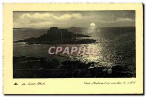 Postcard Old Saint Malo Fort National sunset