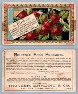 VICTORIAN TRADE CARD H. & F. THURBER & CO FOOD PRODUCTS CANNED BERRIES antique