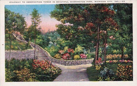 Stairway To Observation Tower In Beautiful Washington Park Michigan City Indiana