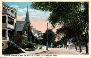 Massachusetts Beachmont Winthrop Avenue and St Paul's Church 1920