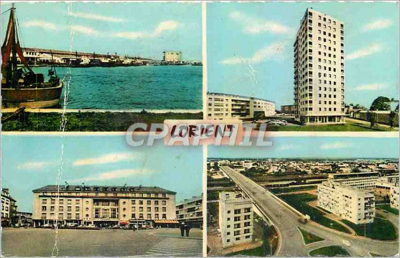 Postcard Modern in Lorient Fishing Port Tower 14 floors Aristide Briand Bridg...