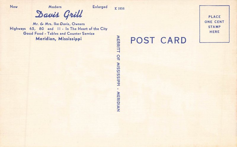 397567-Meridian, Mississippi, Davis Grill Interior View