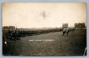 FT. DES MOINES IA CAVALRY TROOPS PARADE 1910 ANTIQUE REAL PHOTO POSTCARD RPPC