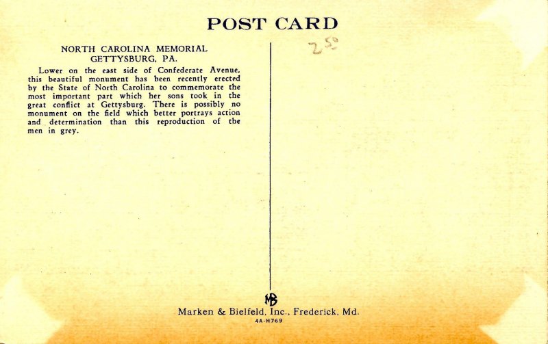 PA - Gettysburg. North Carolina Memorial