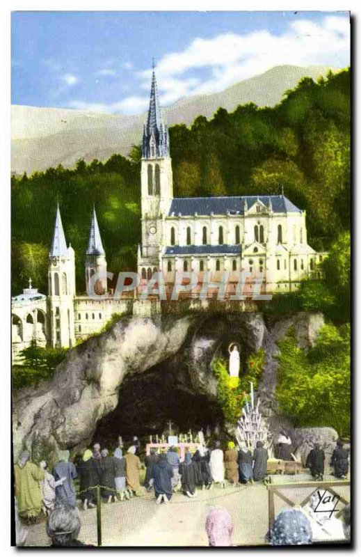 Modern Postcard Souvenir De Lourdes Basilica And The Cave