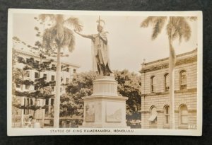 Mint Vintage Statue of King Kamehameha Honolulu Real Photo Postcard RPPC