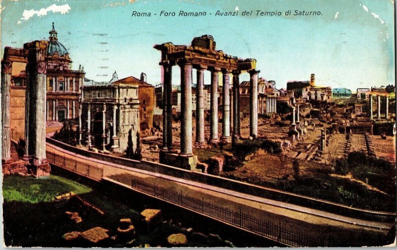 Roma Foro Romano Avanzie Del Tempio Di Saturno WOB Note Cancel PM Stamp Divided 