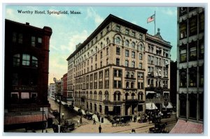 c1910's Main Street Exterior Roadside Springfield Massachusetts MA Cars Postcard