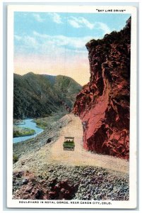 c1920's Boulevard In Royal Gorge Skyline Drive Canon City Colorado CO Postcard