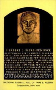 Herbert J Herb Pennock Baseball Hall of Fame Card, Unused 