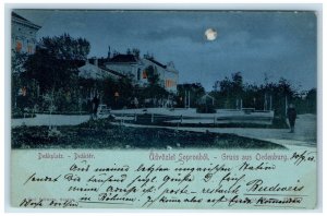 c1910 Greetings from Oedenburg (Sopron) Germany Moonlight Scene Postcard