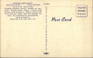 Tulsa OK Bordens Restaurant East 11st. Roadside Linen Postcard