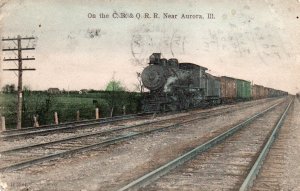 13014 On the Chicago Burlington & Quincy Railroad Near Aurora, Illinois 1907