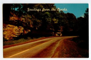 Greetings From The Ozarks Overhanging Rocks Vintage Postcard Standard View Card