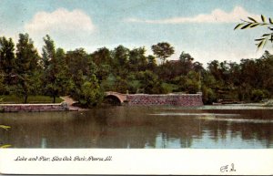 Illinois Peoria Glen Oak Park The Lake and Pier 1908