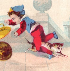 1870s-80s Victorian Trade Cards Comical Animals & Cooking Scenes Lot Of 6 F100