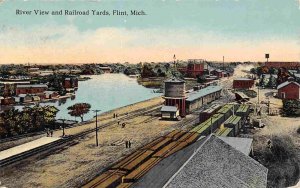 Railroad Yards River View Flint Michigan 1910c postcard