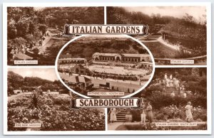 Vintage Italian Gardens Scarborough Real Photo Postcard Bathing Pool England