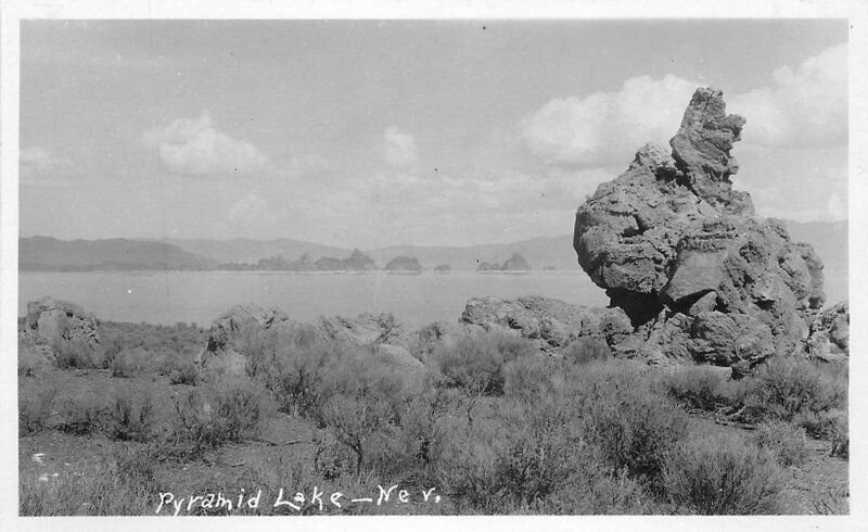 1920s Scenic View Pyramid Lake Nevada RPPC Photo Postcard 21-327 