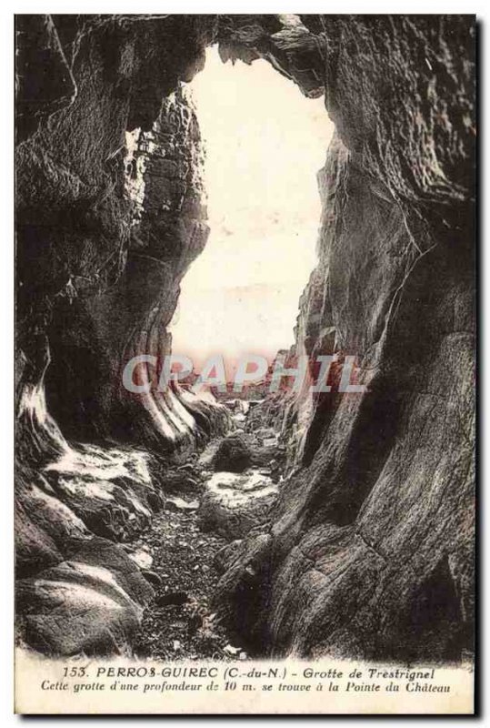 Old Postcard Perros Guirec Cave Trestrignel