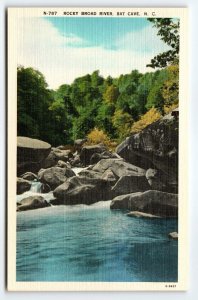 Rocky Broad River Bat Cave  Rocks North Carolina Linen Postcard Unused Vintage