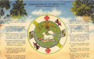 Puerto Rico 1940s Commonwealth Postcard Official Government Seal