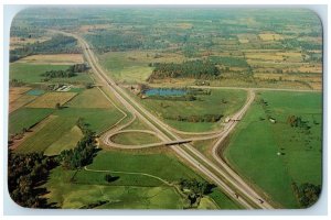 c1960's Aerial View Of Indiana Toll Road La Porte Indiana IN Unposted Postcard