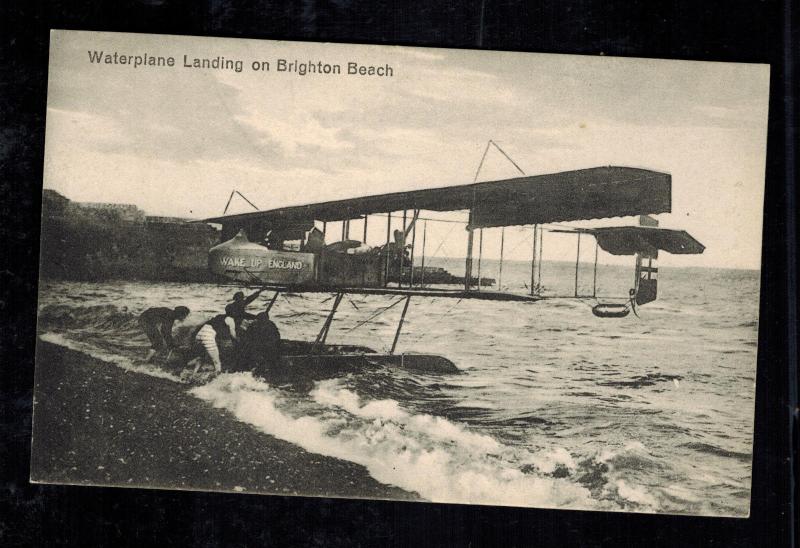 Original Mint England Seaplane Landing Brighton Beach RPPC Real Picture Postcard