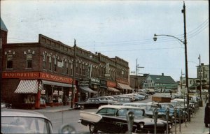 Dover New Hampshire NH Central Ave Classic Cars Parking Meters Vintage Postcard