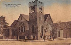 B46/ Rhinelander Wisconsin Wi Postcard 1914 Congregational Church