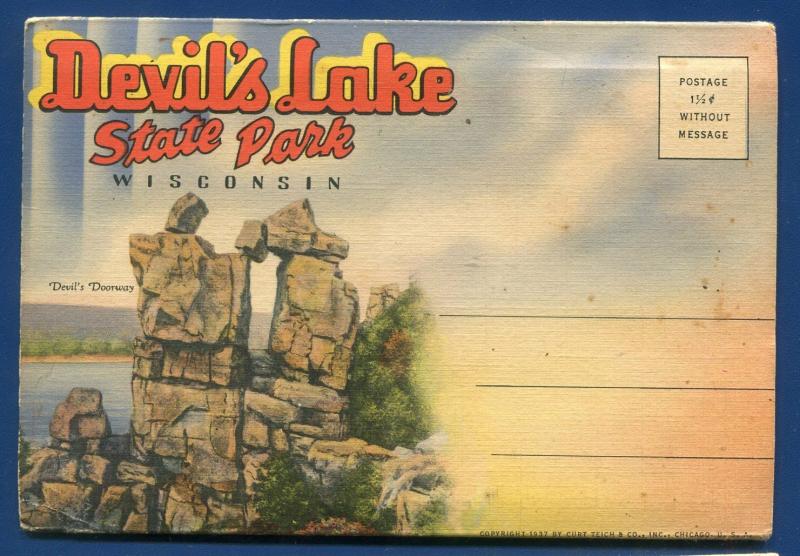 Devil's Lake State Park Wisconsin wi Doorway West Trail postcard folder 