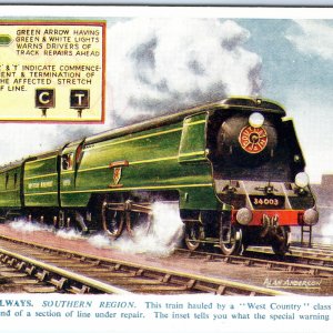 c1930s British Railways Southern Region West Country Train J Salmon Postcard A87