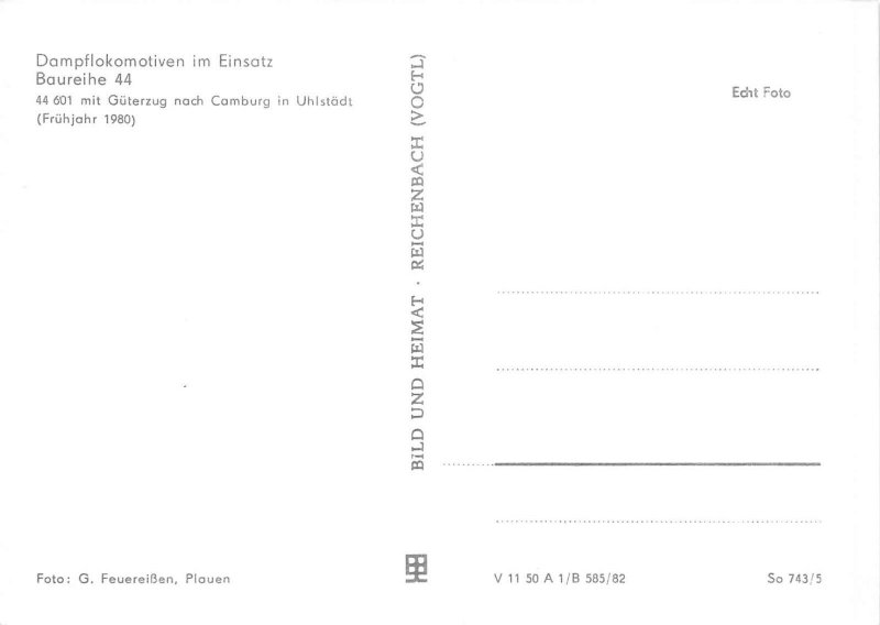 Transport Steam Train Locomotive in Einsatz Baureihe 44 RPPC postcard