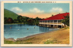 Vtg Black Mountain North Carolina NC Bathing At Lake Tomahawk 1940s Postcard