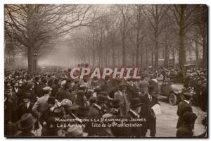 Paris Old Postcard Protest to the memory of Jaures April 6, 1919 event head (...