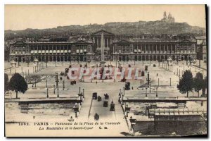 Old Postcard Paris Panorama Place de la Concorde and the Madeleine Sacre Coeur