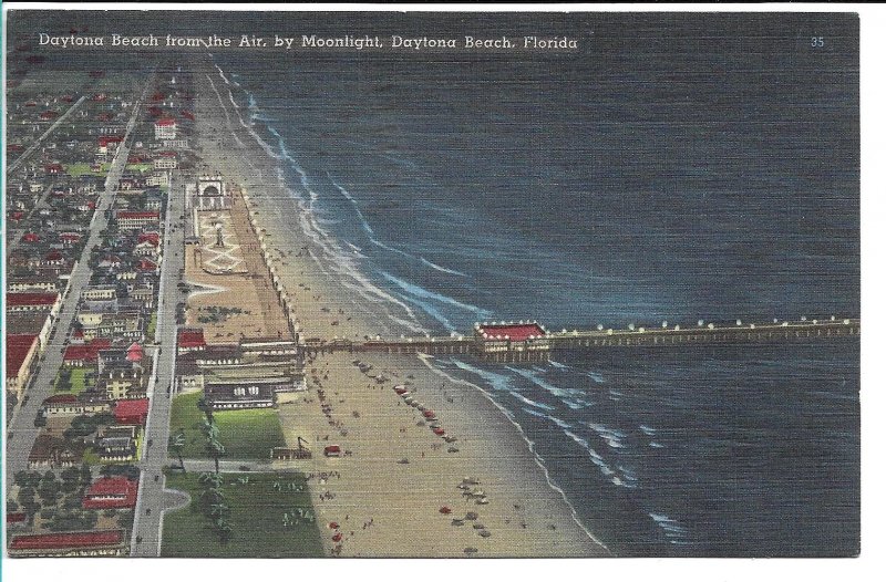 Daytona Beach, FL - from the Air, by Moonlight - 1951
