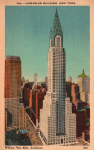 Vintage Postcard Chrysler Building 2nd Tallest Building Tower New York City NY 