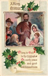 Vintage Postcard 1913 A Merry Christmas Greetings Glory To God Holiday Season