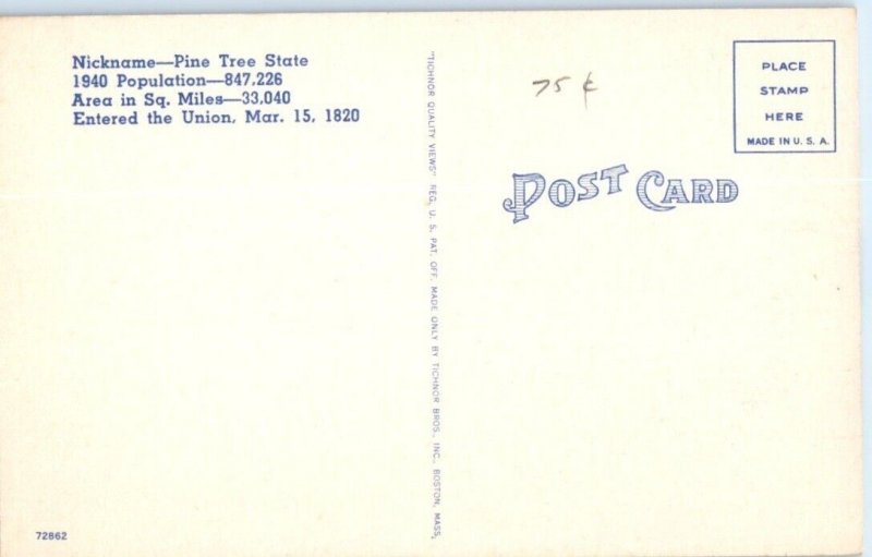 1940s Large Letter Greetings from Maine Augusta ME Postcard