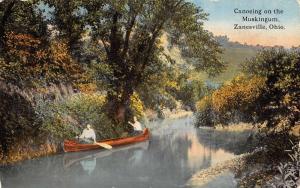 Zanesville Ohio Muskingum Canoeing Antique Postcard K51244