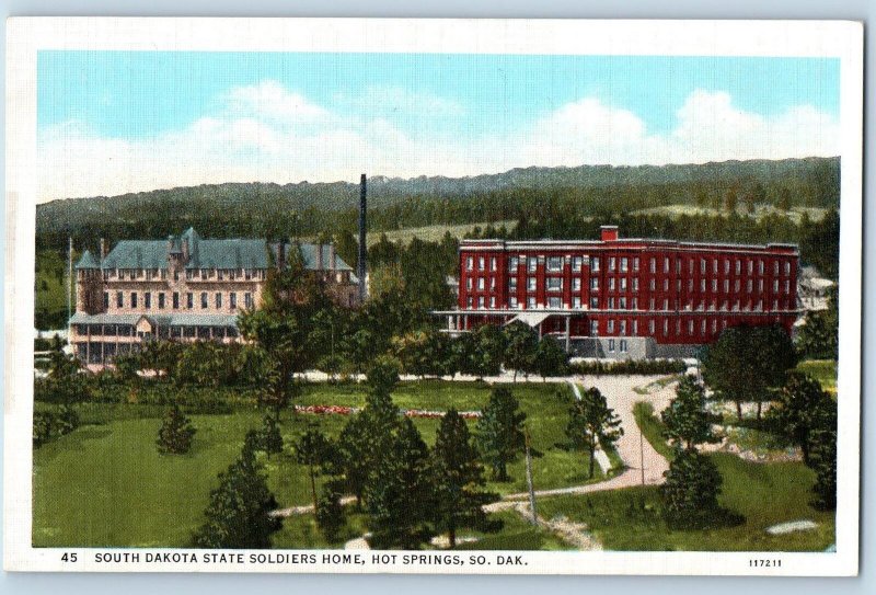 Hot Springs South Dakota SD Postcard South Dakota State Soldiers Home c1940's