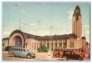 c1950's The Railway Station Helsinki Helsingfors Finland Posted Vintage Postcard