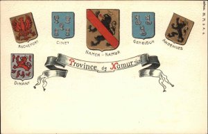 Belgium Belgian Flags Heraldic Shields Province de Namur No. 6 Vintage Postcard